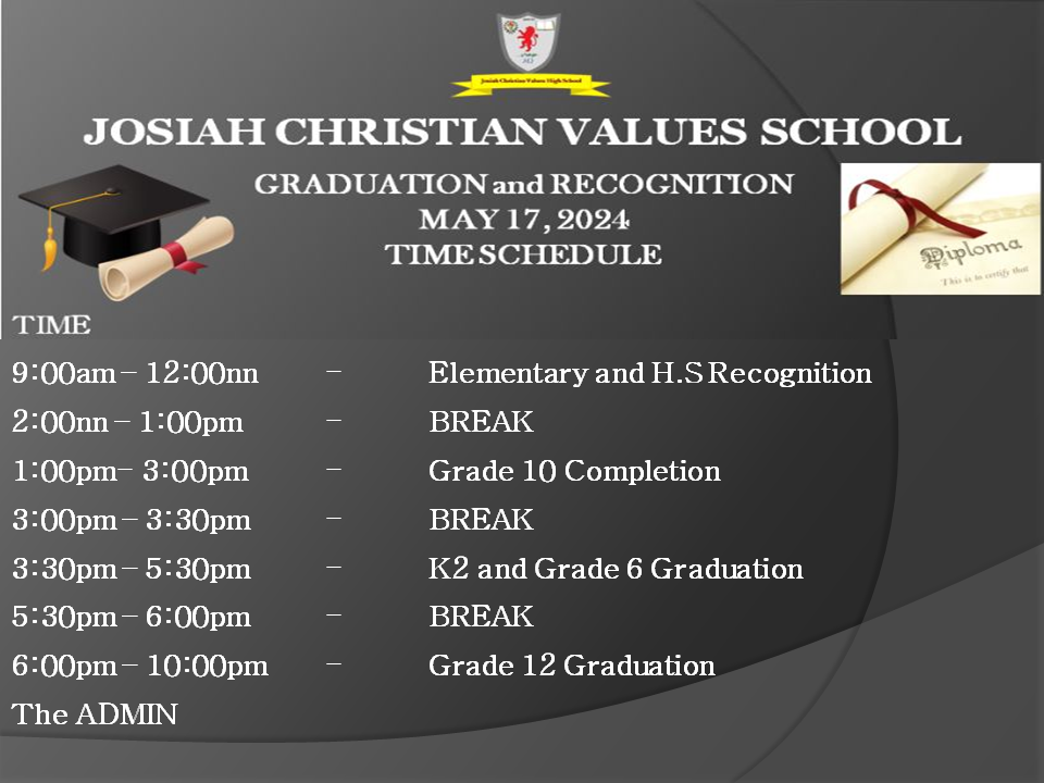 Schedule of Grad and Recog